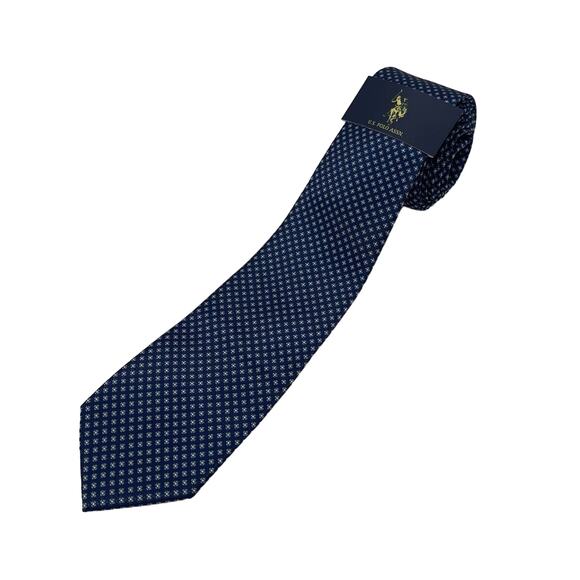 US POLO ASSN Micro Geometic Blue Men's Necktie 62 x 3 NWT X-Long 100% Polyester - Picture 1 of 9